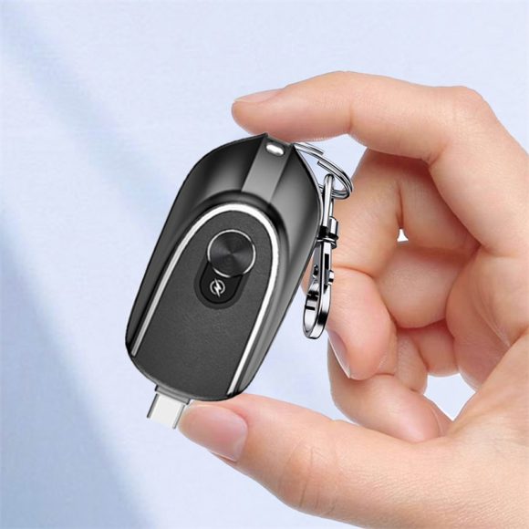 2 In 1 Mini Keychain Power Bank Keyring Hanging Buckle 2 Output Interfaces 5V 1200MAH Backup Power Bank Retractable Plug Waterproof Phone Charging Accessories - Image 8