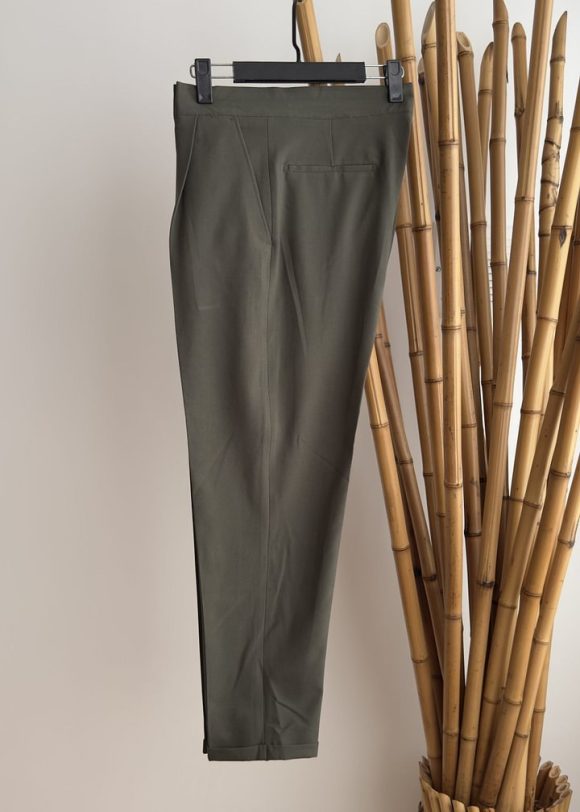 Italian Neapolitan Business Casual High Waist Paris Button Straight Leg Trousers - Image 2