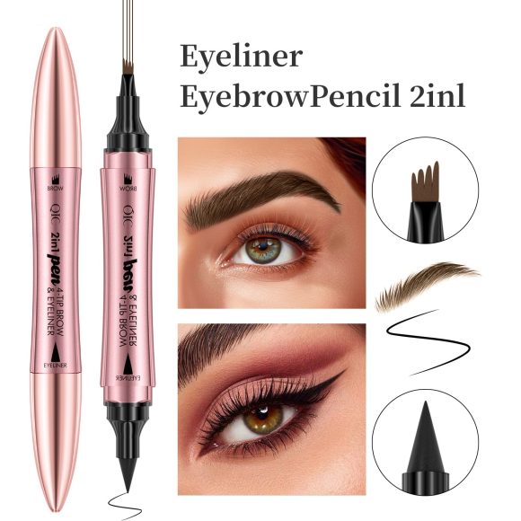 Double-headed 3D Micro-carved Liquid Four-fork Eyebrow Pencil Eyeliner 2-in-one Dual-purpose Eye - Image 6