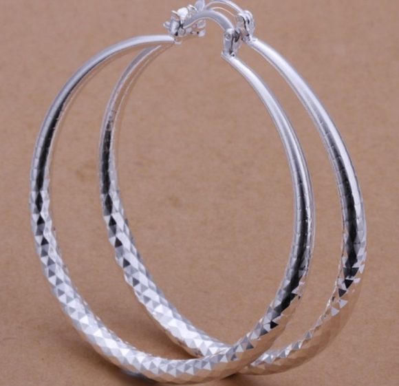 925 Silver Exaggerated Large Hoop Earrings Hoop Earrings - Image 4