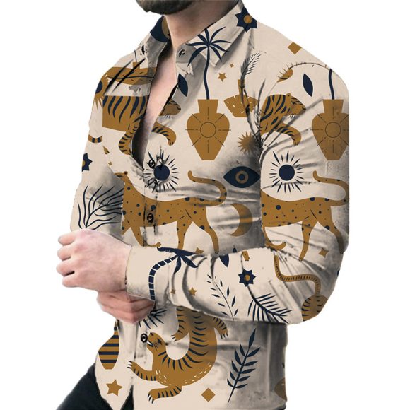 Men's Casual Long Sleeved Large Floral Shirt - Image 4