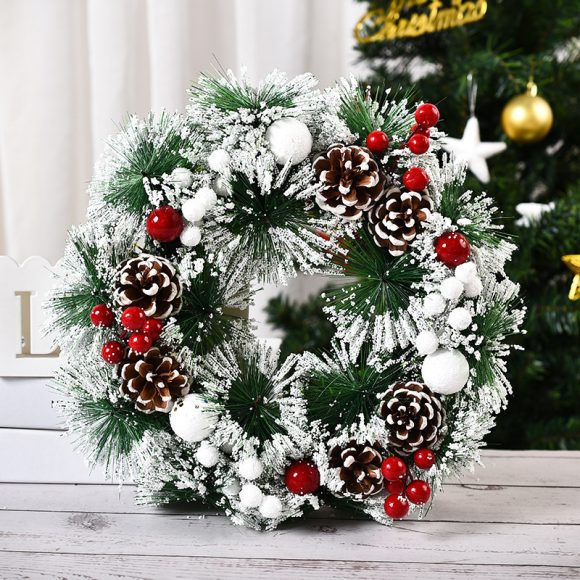 Handmade Simulation Of Christmas Wreath Hanging On The Door - Image 5