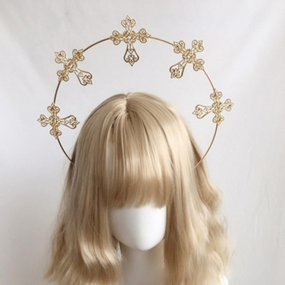 Wheat Ear Cross Feather Church Pope Golden Hair Ornament - Image 7