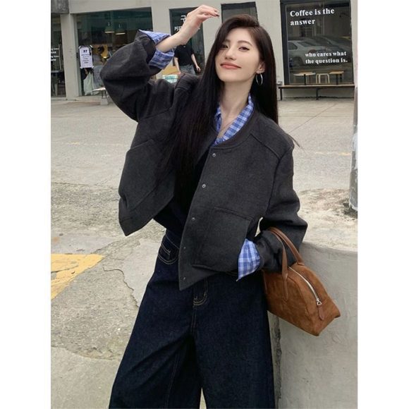 Retro Jacket Coat Design Loose Leisure Short Top - Image 5