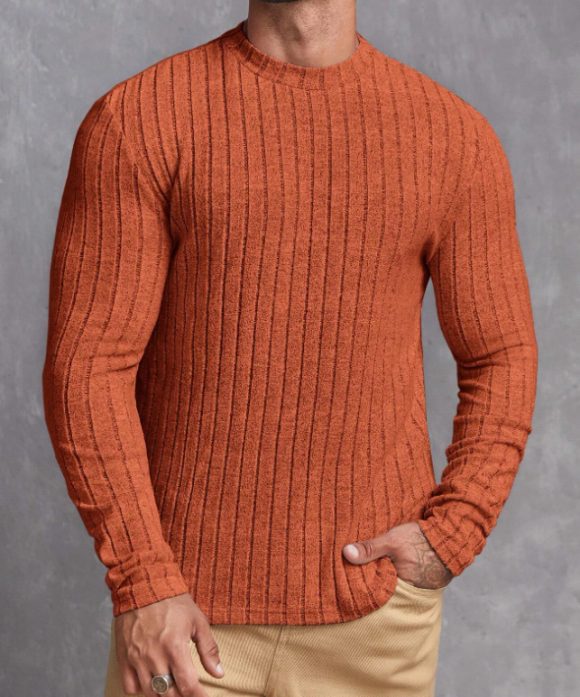 Casual Solid Color Round Neck Pullover Long-sleeved T-shirt - Image 3