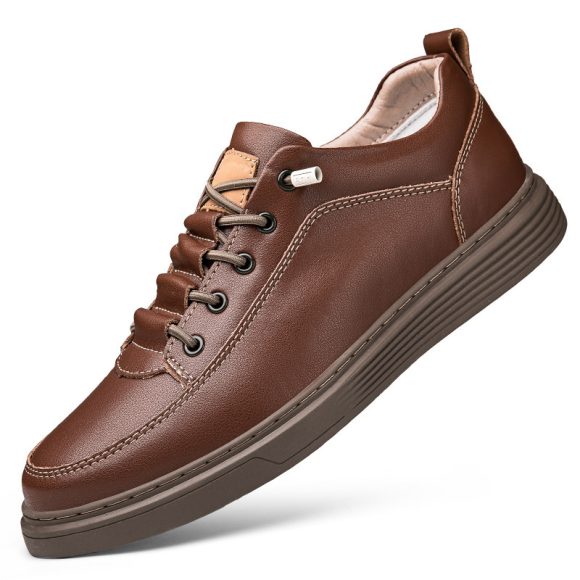 Men's Plus Size Leather Skateboard Shoes Retro Punching Soft Shoes - Image 7