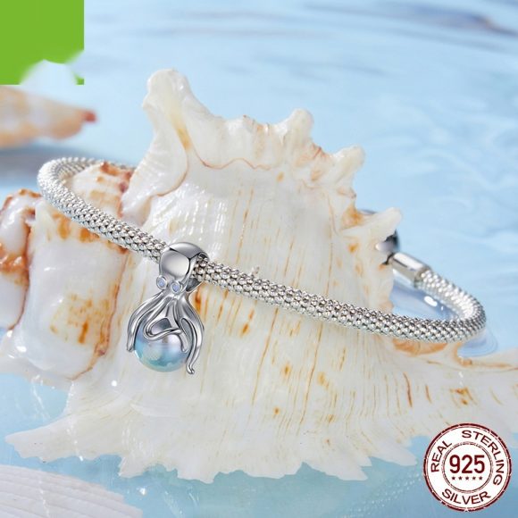 S925 Silver Octopus Beads Ocean Style Diy Beads - Image 4