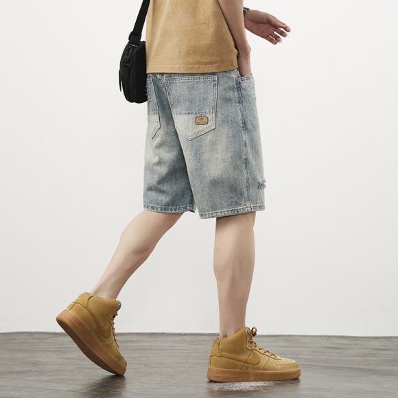 Men's Straight Ripped Denim Shorts - Image 2