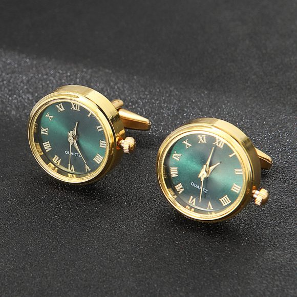 Men's Light Luxury Clock Cufflinks Fashion French Rotatable Golden Cuff - Image 3
