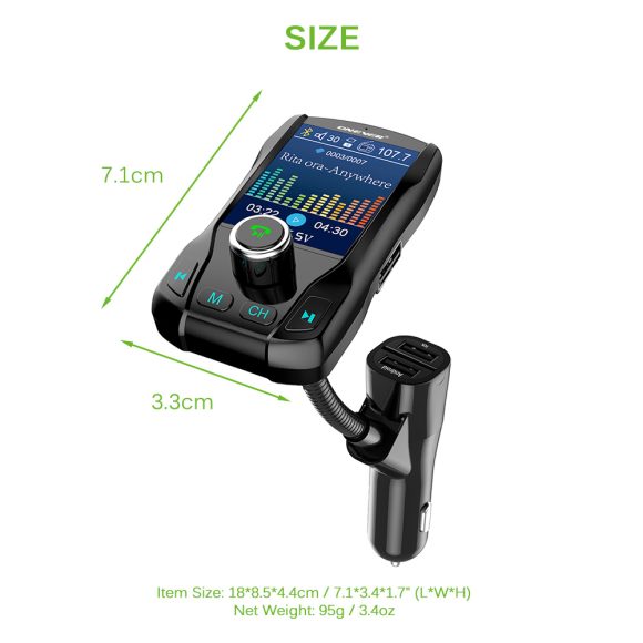 Compatible with Apple , Card car FM transmitter Bluetooth hands-free color screen - Image 6