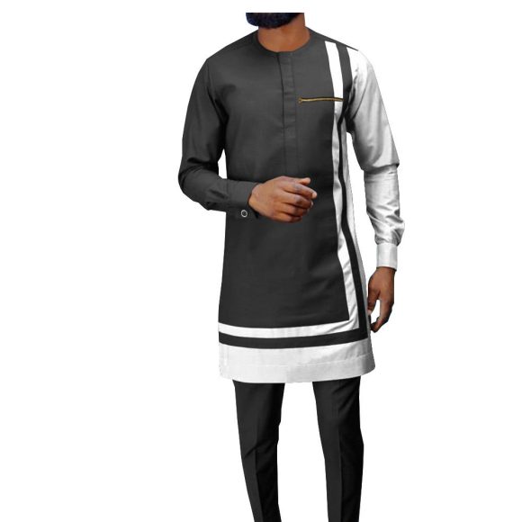African Ethnic Printing Batik Cotton Men's Casual Suit - Image 2