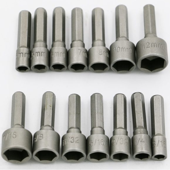 14pcs Power Nut Driver Set Dual Sae Metric Bit Mm And Standard   Shank Quick Change Power Nut Driver Bit Set Nutdrivers - Image 2