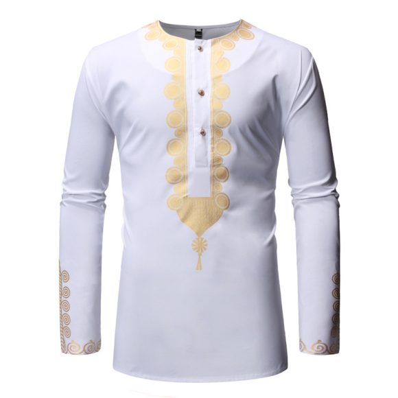 Men's Casual Long-sleeved Polyester Shirt Bronzing - Image 8