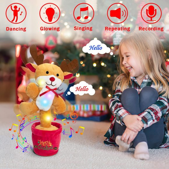 Dancing Christmas Toys Funny Tree Repeat Talking  Electronic Plush Toys Can Sing Record Lighten Early Education Funny Gift Christmas - Image 2