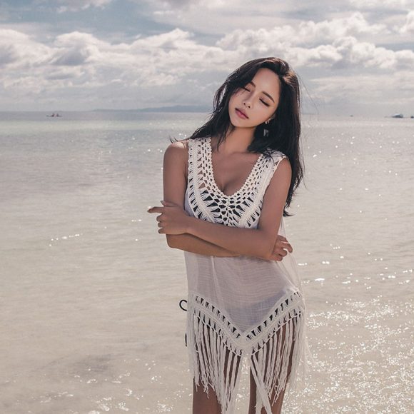 Sexy Cover Up Summer Beach Wear Tassel Bathing Suit Pareo Swimsuit Bikini Sunscreen One Piece Robe Beach Tunic Swimwear - Image 3