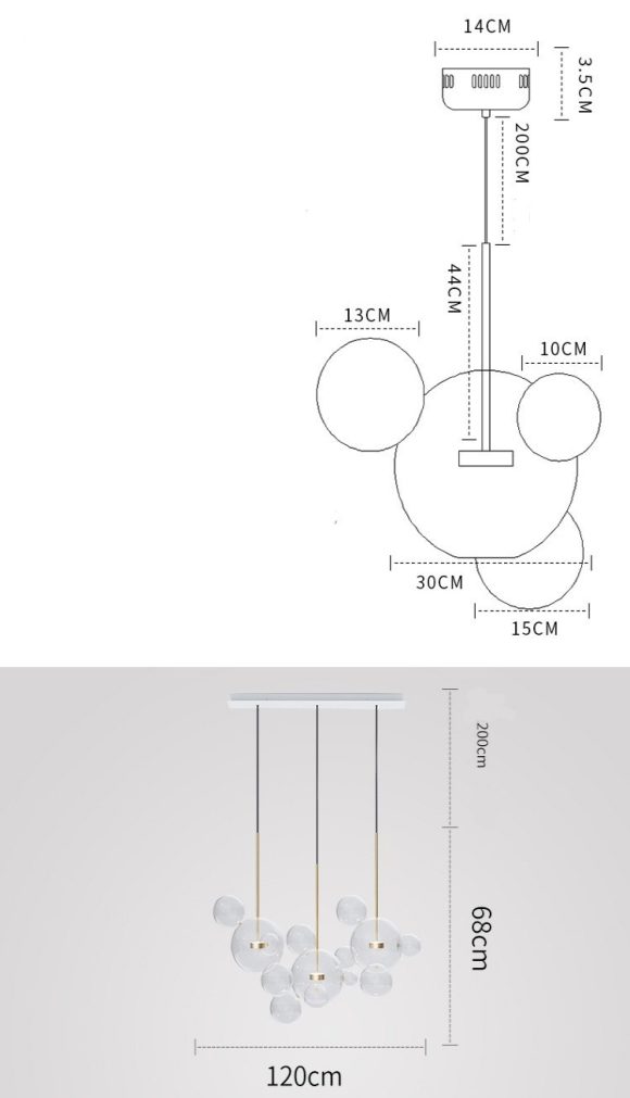 Soap Bubble Mickey Chandelier LED Living Room Bedroom Dining Room Glass - Image 4
