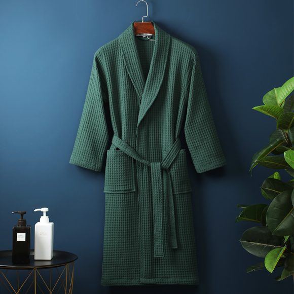 Pure Cotton Bathrobe Long Waffle All Cotton Nightgown - Image 8