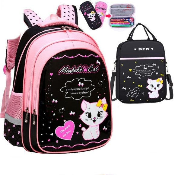 Kids School Cute Cat Print Backpack - Image 7