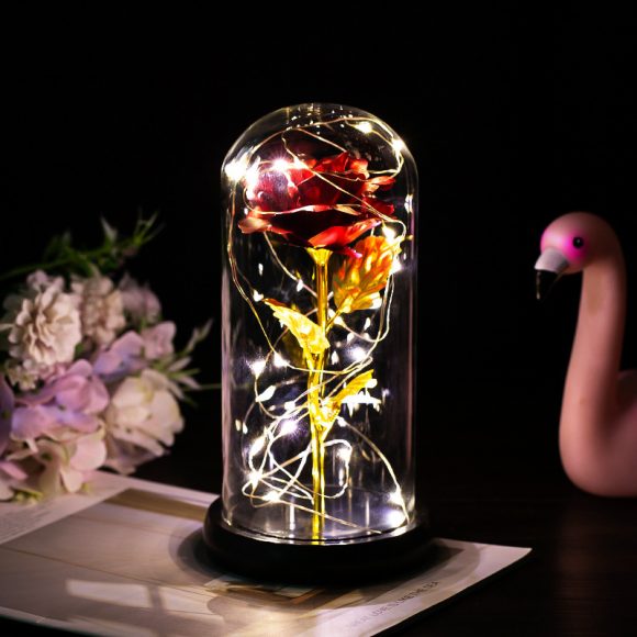 Enchanted Forever Rose Flower in Glass LED Light Christmas Decoration - Image 4