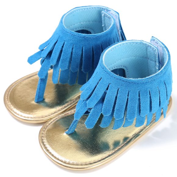 Children's sandals summer new girls sandals wholesale retro tassel flannel baby sandals - Image 6