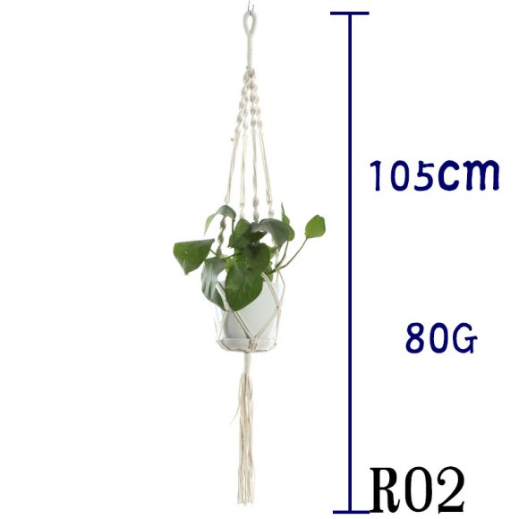 Flower Pot Net Bag Beige Cotton Rope Indoor Plant Hanger Hanging Basket Sling - Image 4