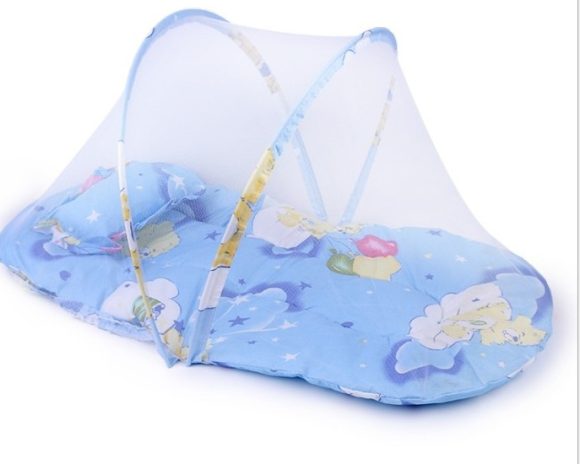 Portable Foldable Baby Kids Infant Bed Dot Zipper Mosquito Net Tent Sleeping Cushion - Image 4