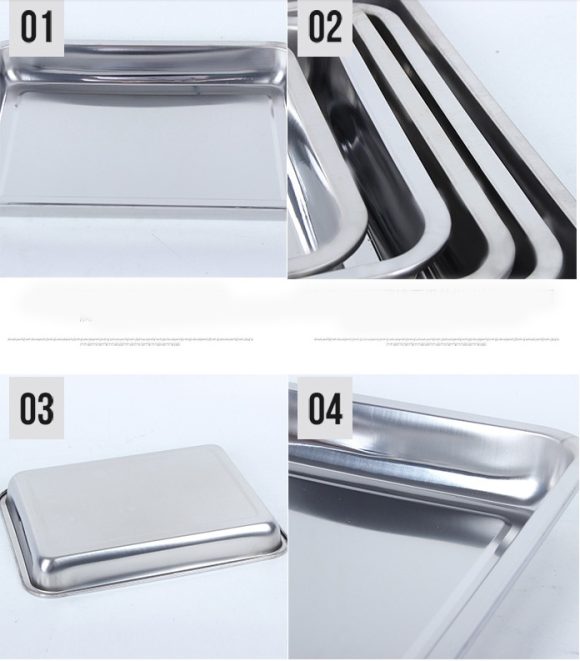 Stainless Steel Storage Trays Square Plate Thickening Pans Rectangular Tray Barbecue Deep Rice Dishes Bbq Kitchen Accessories - Image 2