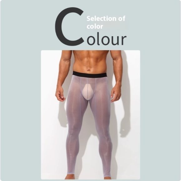 Men's Ultra-thin Ice Silk Low-rise Skinny Flesh Nude Reflective Slim Leggings - Image 9