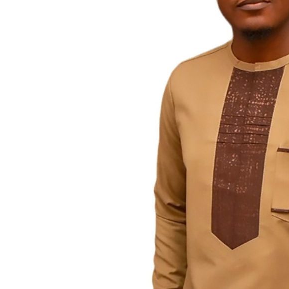 Yellow Patchwork Casual Loose Men Long-sleeve Suit - Image 3