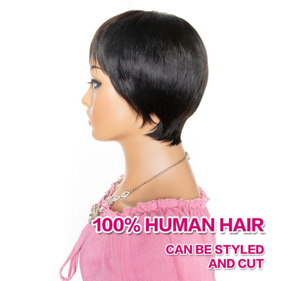 Short Pixie Cut Human Hair Wig With Bang - Image 5