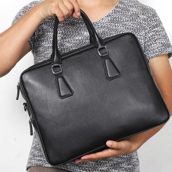 Handbag Men's Leather Briefcase Cowhide Horizontal Large Capacity - Image 5