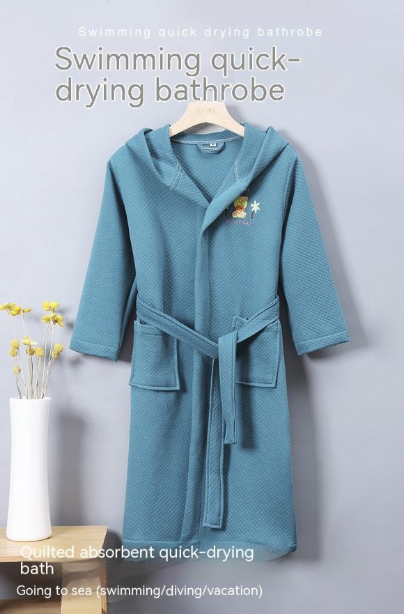 Children's Bathrobes Female Cartoon Cotton Nightgown Boys Girls Swimming Wearable Bath Towels Bathrobe - Image 8