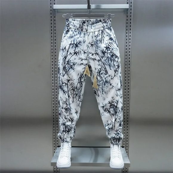 Men's Summer Loose Floral Casual Ice Silk Harem Pants - Image 2