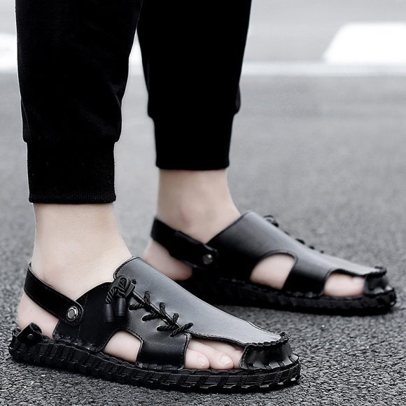 Casual And Fashionable Outdoor Men's Leather Sandals - Image 7