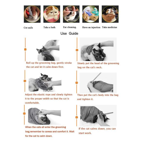 Pet Soft Cat Grooming Bag Adjustable Multifunctional Polyester Cat Washing Shower Mesh Bags Pet Nail Trimming Bags - Image 2