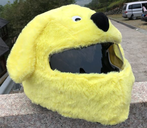 Helmet Protection Headgear  Full Helmet Cartoon Plush Panda Frog Puppy Unveiled Helmet Sports Car - Image 3