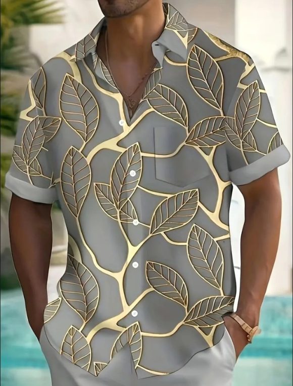 Fashion Printed Shirt Men's Clothing Print Lapel Short Sleeve - Image 9