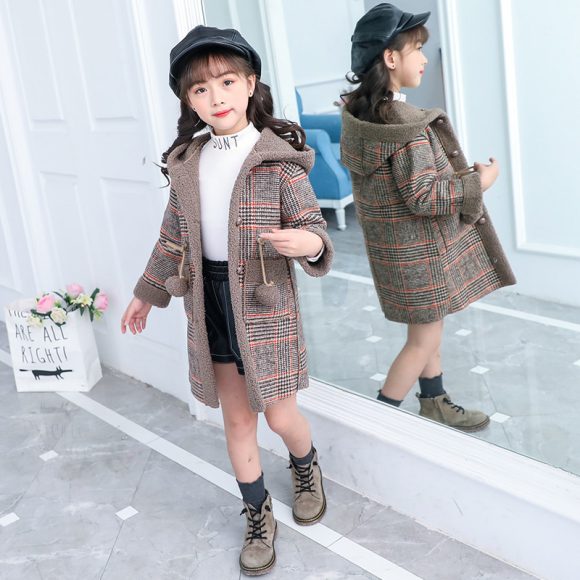 new foreign gas plus velvet jacket thick medium and large children Korean version of the coat woolen coat - Image 3