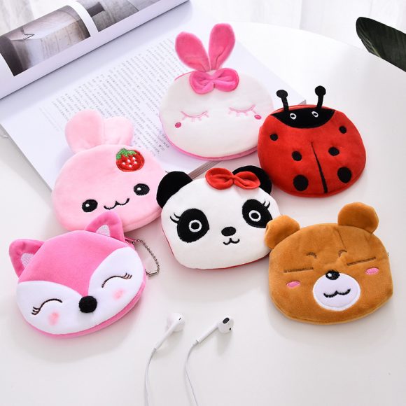 Cartoon Female Cute Student Portable Mini Plush Earphone Key Coin Purse - Image 5