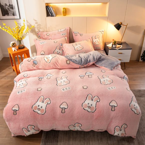 Four-piece Bedding With Velvet Sheets To Keep Warm Milk Velvet - Image 3