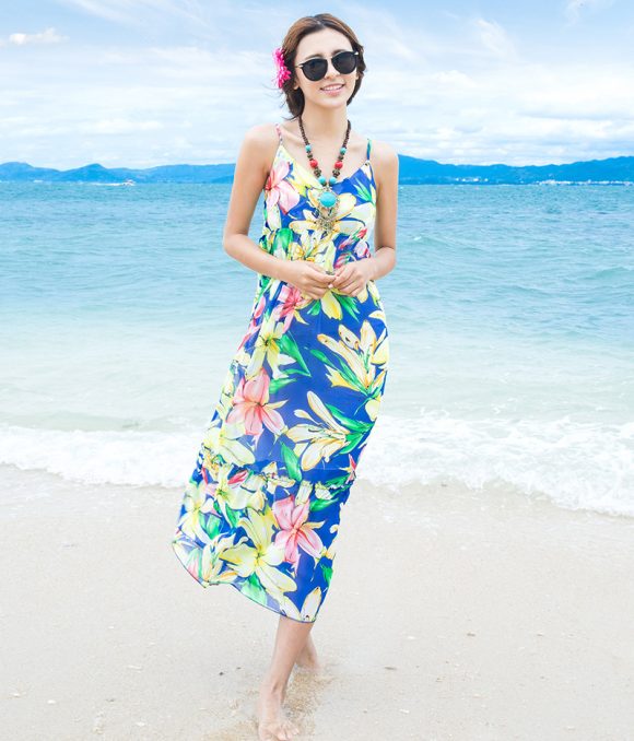 Sweet sling chiffon girls beach dress - Image 2