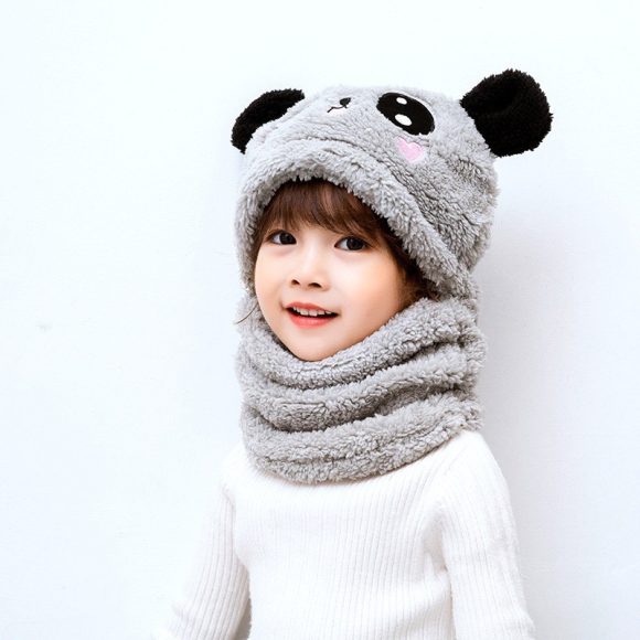 Winter boys and girls bib hat one-piece baby hat ear protection panda head hat - Image 4
