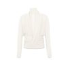 French Drape Low-cut Cinched Pleated Long Sleeve Shirt - Image 7