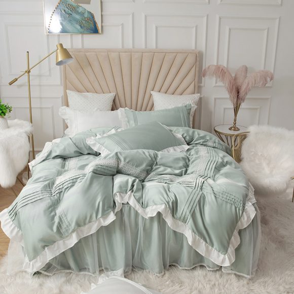 Lace Bed Skirt Quilt Cover Girl Heart Household Bedding Korean Princess Style Four-piece Quilt Cover - Image 4