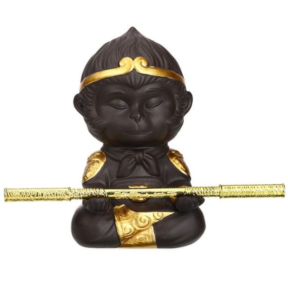 Chinese Purple Clay Kung Fu Tea Set Tea Pet Monkey King for Home Tea Tray Decoration Tea Tray Sun Wukong Statues Sculptures - Image 6
