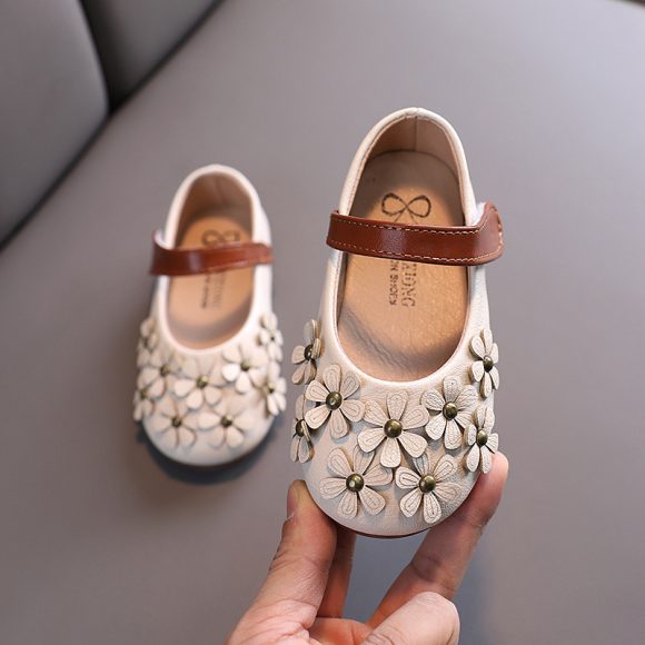 Girls' Small Leather Shoes, Female Babies, Flower Single Shoes, Soft Soles, Little Girls - Image 3