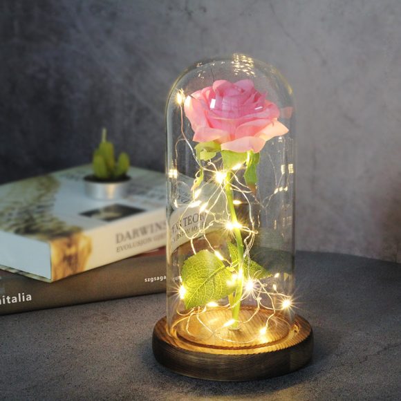 Enchanted Forever Rose Flower in Glass LED Light Christmas Decoration - Image 3