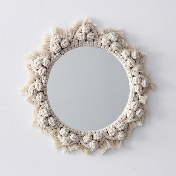 Sunflower. INS Scandinavian Girl Heart Mirror Handmade Tapestry Cosmetic Mirror Ring Home Decoration - Image 7