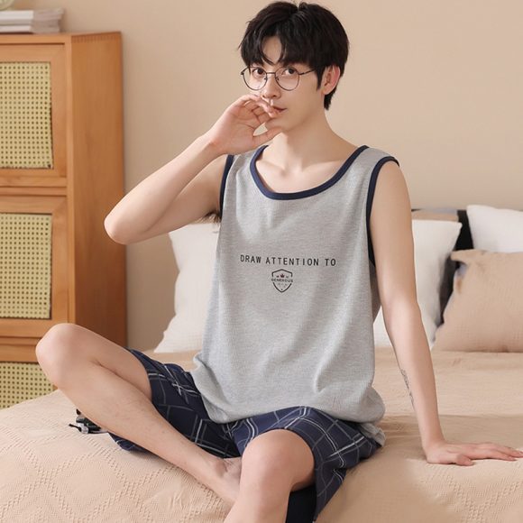 Men's Vest Sleeveless Pajamas Summer Pure Cotton - Image 8