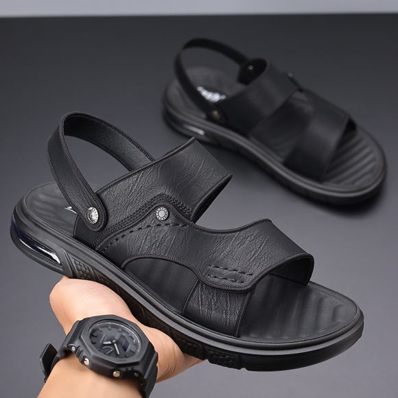 New Summer Genuine Leather Double Sole Middle-aged And Elderly Casual Beach Non-slip Men's Sandals - Image 5